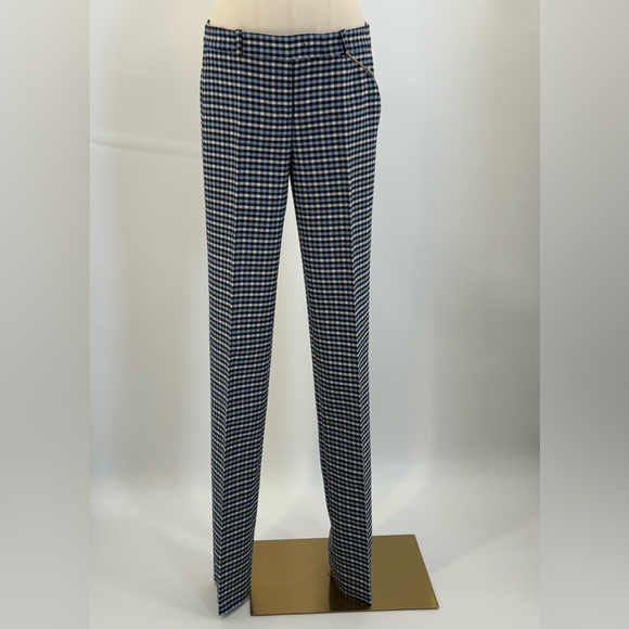 Michael Kors Collection High Waist Gingham Blue White Check Plaid Tailored Pants - Picture 15 of 16
